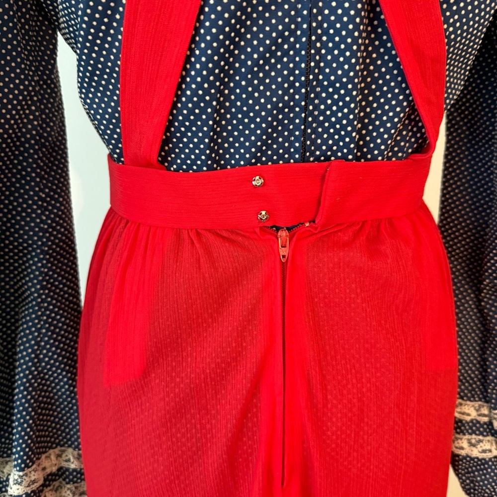 Vintage Handmade Dress with Red Apron Sz S - Picture 10 of 16